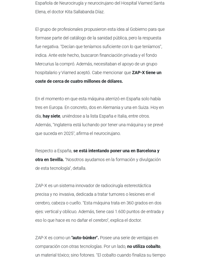 Entrevista al Dr Kita Sallabanda en El Economista_ZAP-X_ así es la primera máquina en España que elimina los tumores cerebrales_3